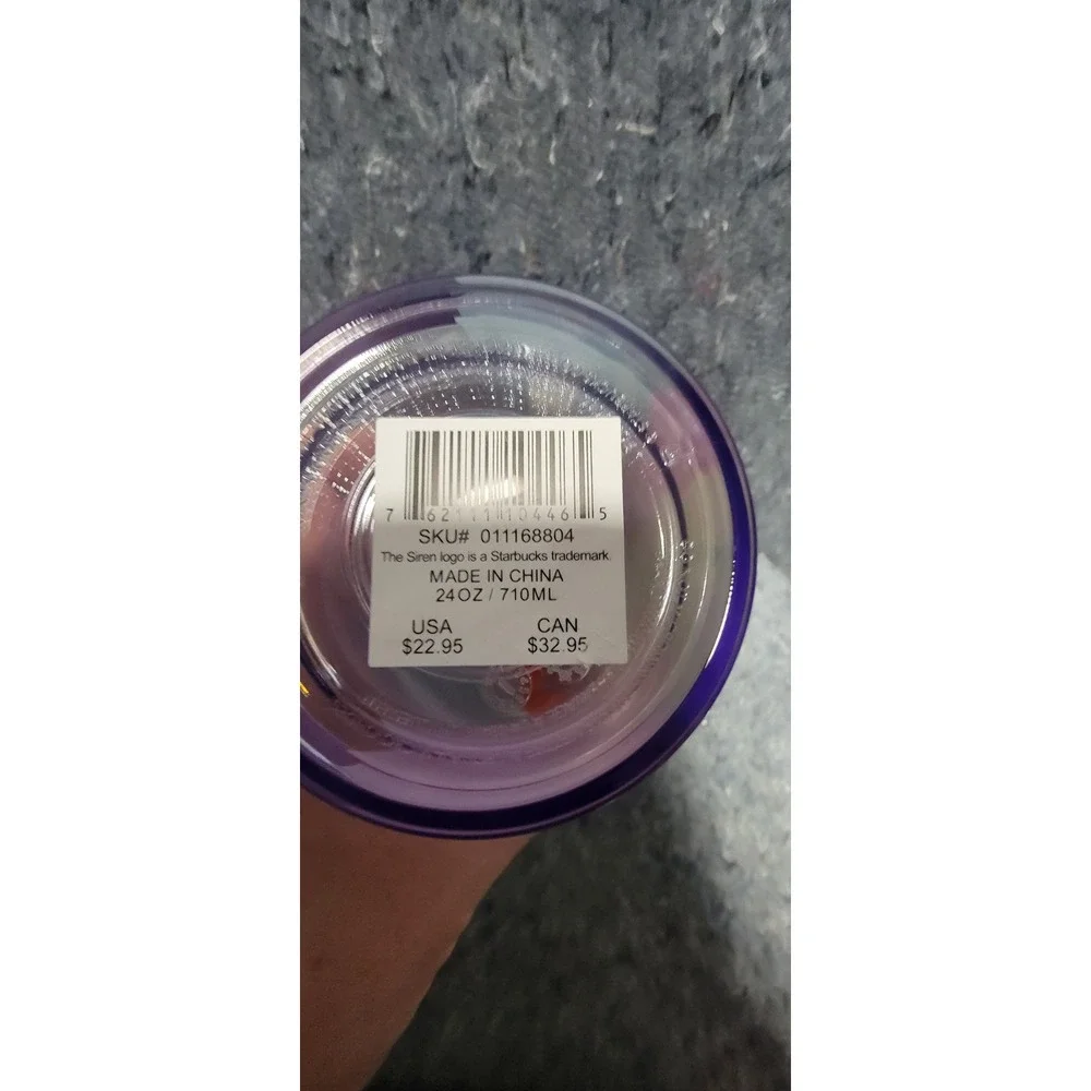 Starbucks Rainbow Swirl Cold Cup Tumbler With Dome Lid &‎ Orange Straw 24 Oz